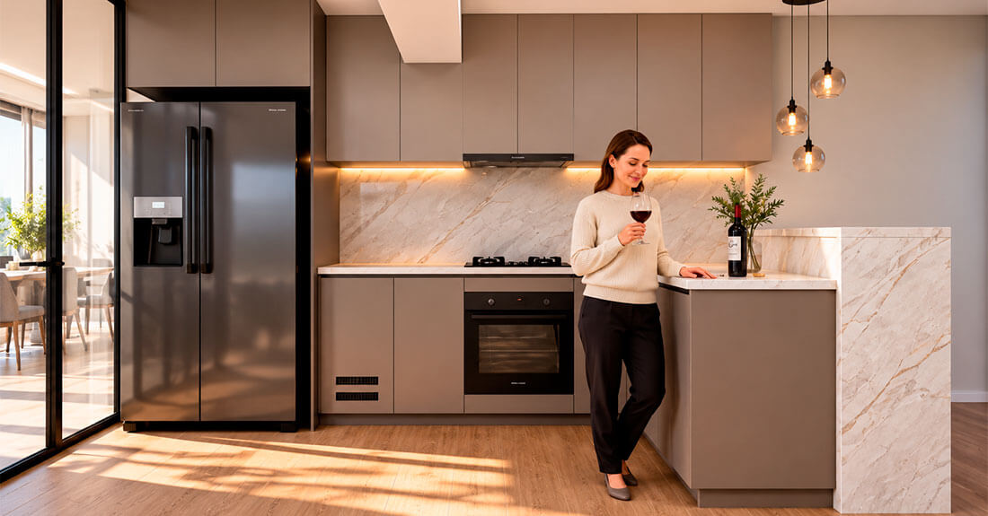 Cocina del departamento en venta en Neptuno Surco de 3 dormitorios en flat y dúplex, construye y vende inmobiliaria buleje