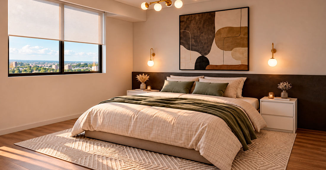 Dormitorio principal del departamento en venta en Neptuno Surco de 3 dormitorios en flat y dúplex, construye y vende inmobiliaria buleje