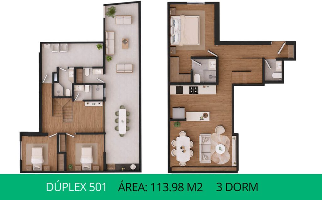 Planos del departamento en venta en Urb Neptuno Surco, dúplex 501, 3 dormitorios, construye y vende Inmobiliaria Buleje